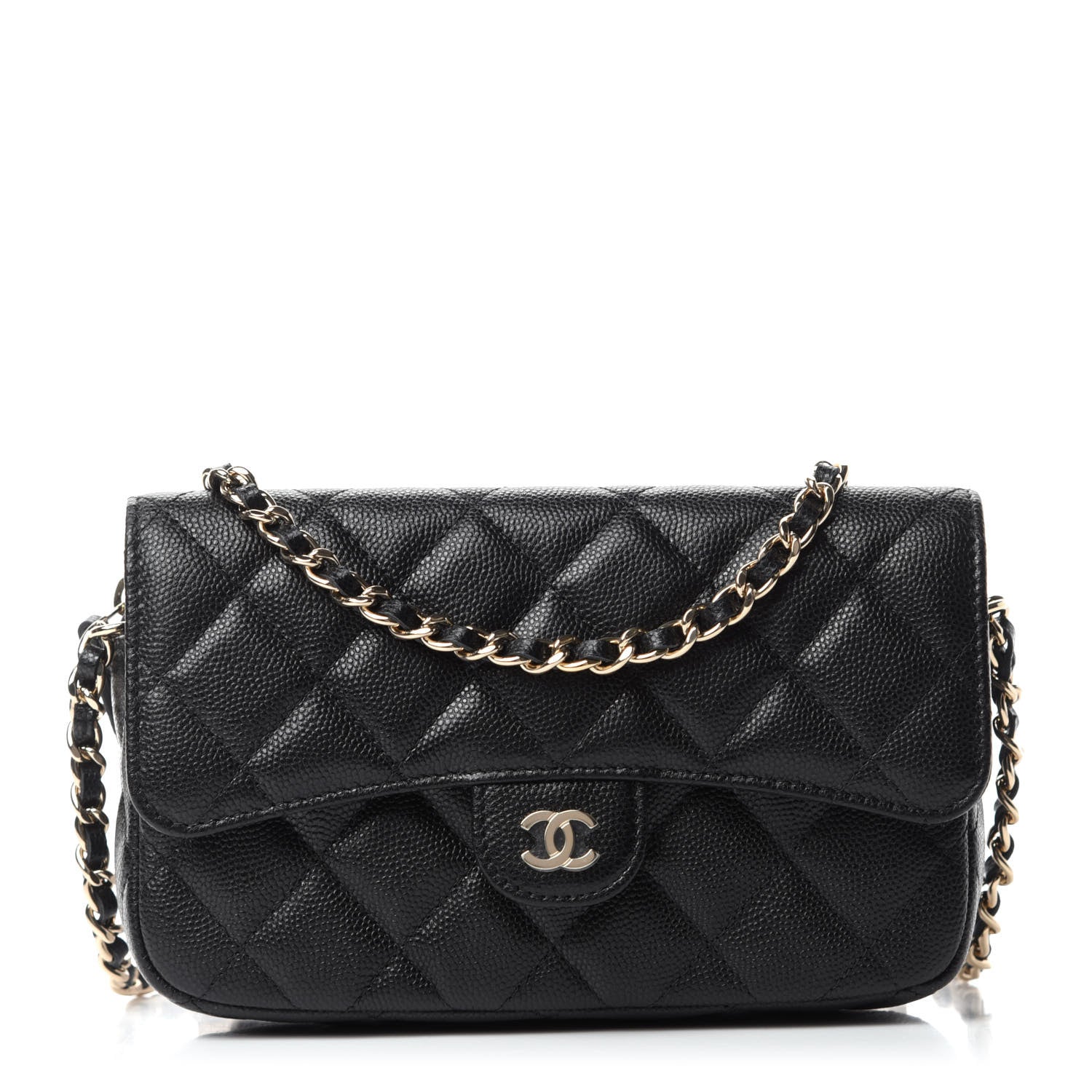 Chanel Caviar Quilted Flap Phone Holder With Chain Black 1 of 13