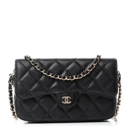 Chanel Caviar Quilted Flap Phone Holder With Chain Black 1 of 13