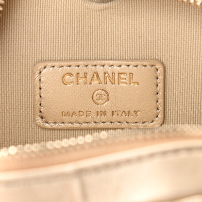 Chanel Metallic Lambskin Quilted CC In Love Heart Waist Belt Bag With Chain Gold 6 of 10