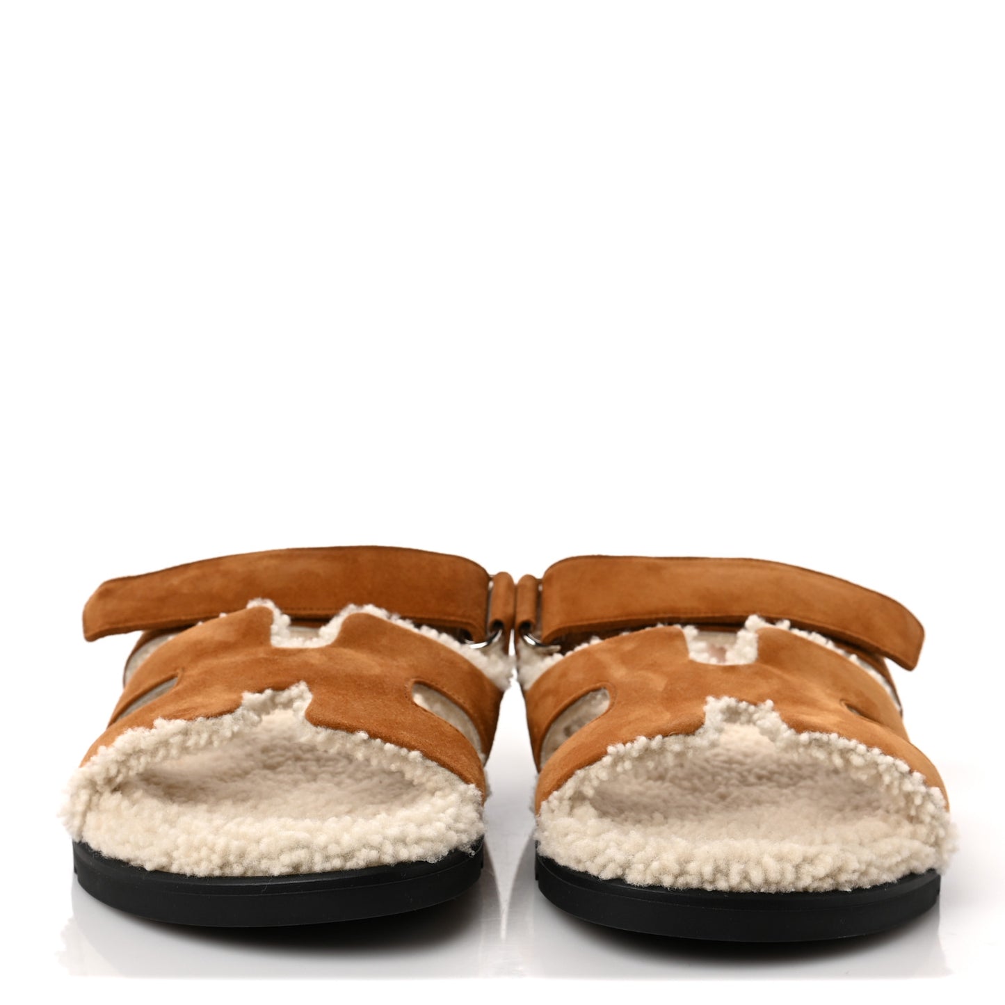 Suede Goatskin Woolskin Womens Chypre Sandals 39 Brun Fume Ecru