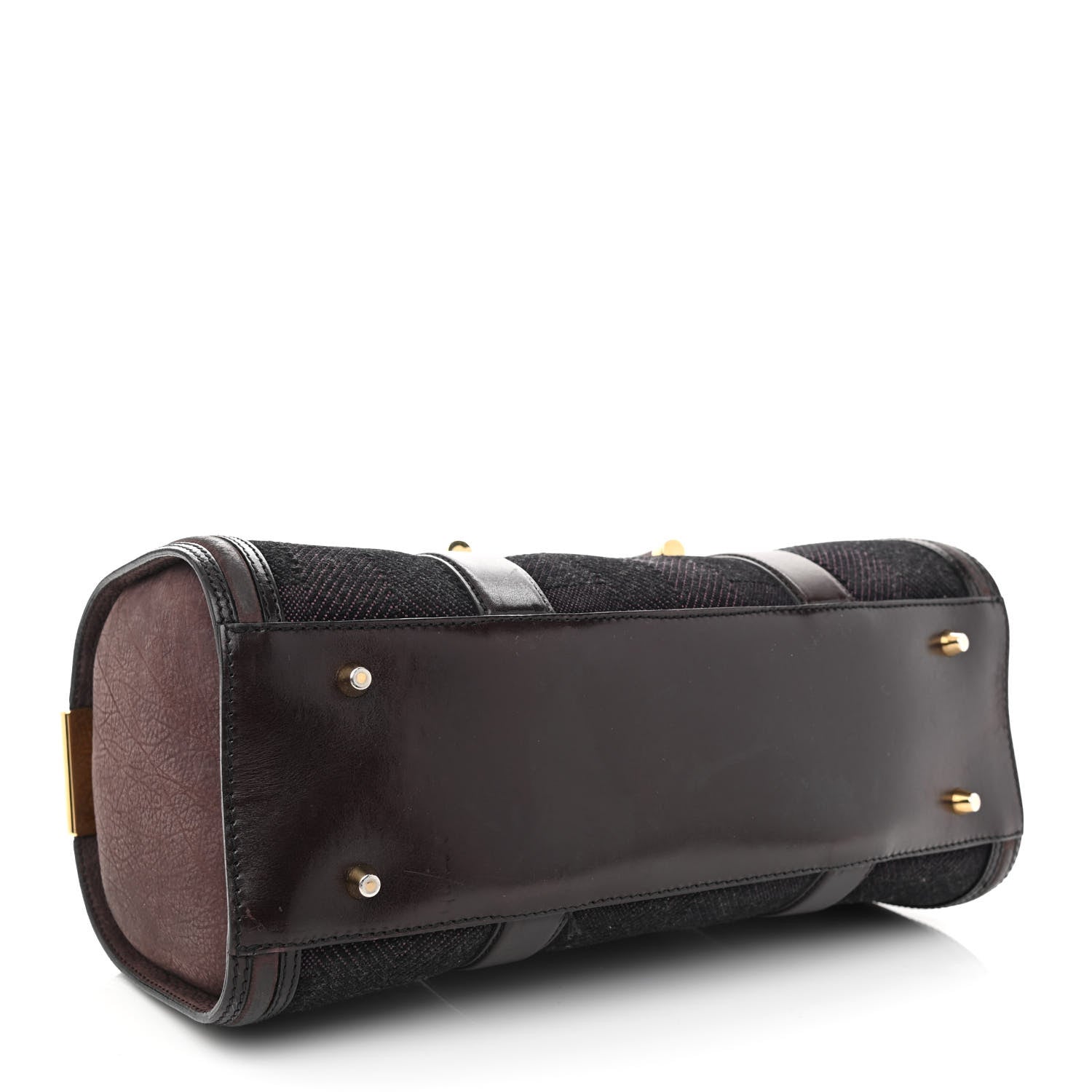 Burberry Prorsum Jacquard Tweed Medium Barrel Bag Dark Brown 4 of 10