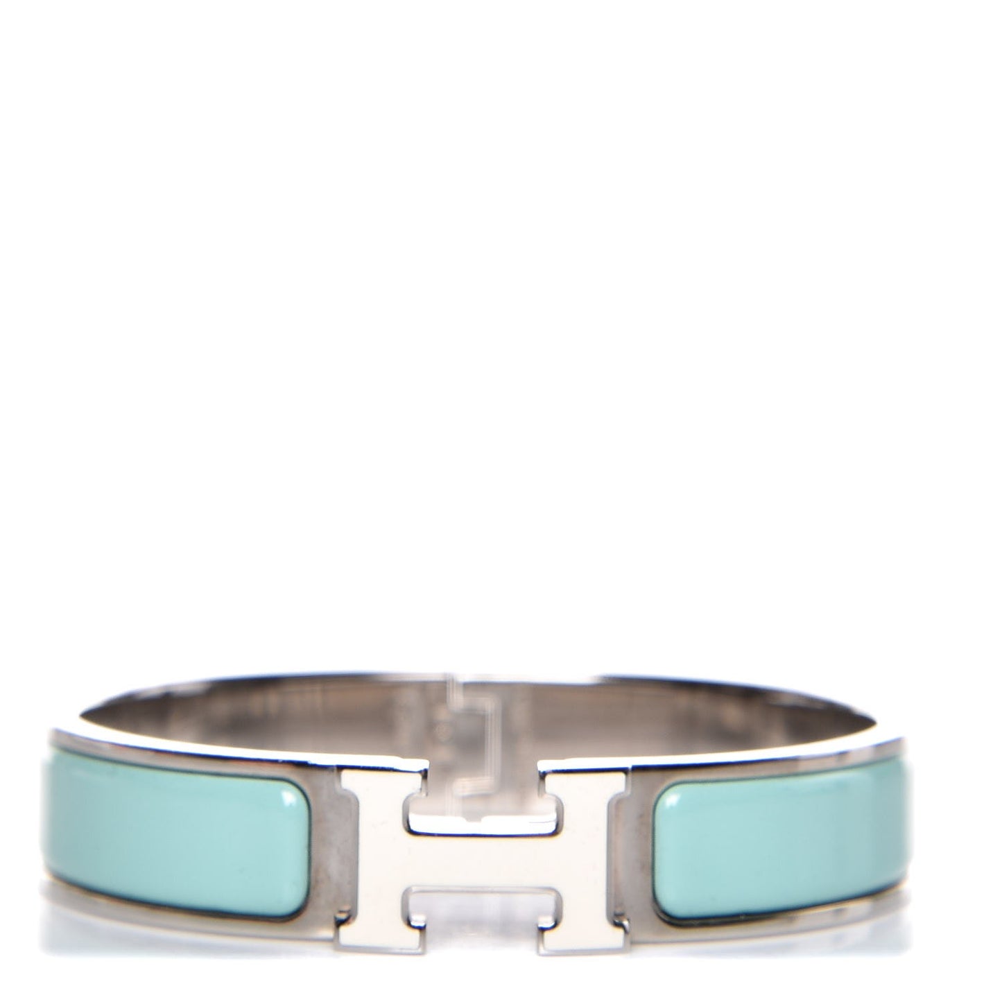 Enamel Narrow Clic Clac H Bracelet PM Lagon White