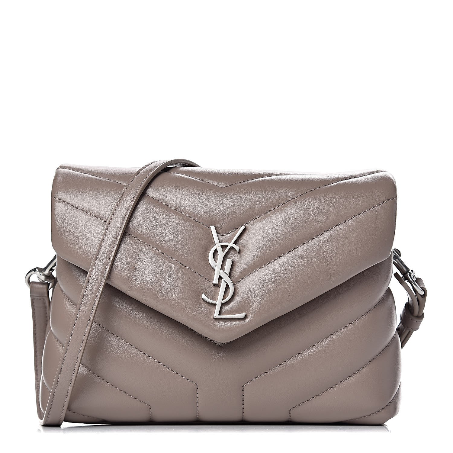 Saint Laurent Calfskin Y Quilted Monogram Toy Loulou Satchel Dusty Grey 1 of 10