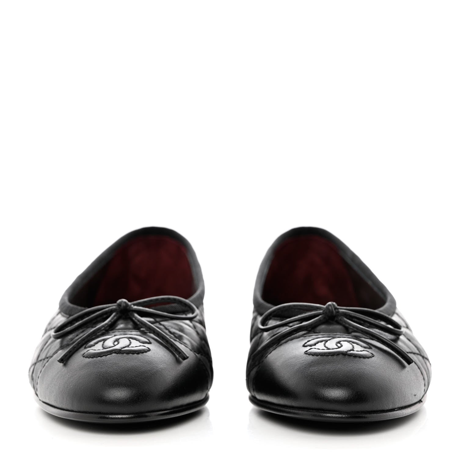 Chanel Aged Calfskin Quilted CC Cap Toe Ballerina Flats 37 Black 2 of 11