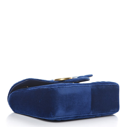 Gucci Velvet Matelasse Mini GG Marmont Shoulder Bag Cobalt Blue 4 of 9