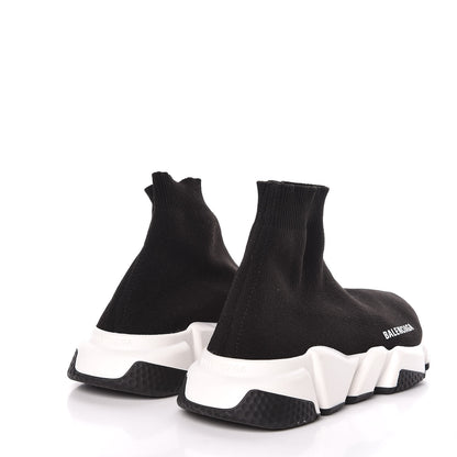 Balenciaga Neoprene Knit Womens Speed Sneakers 38 Black White 4 of 9