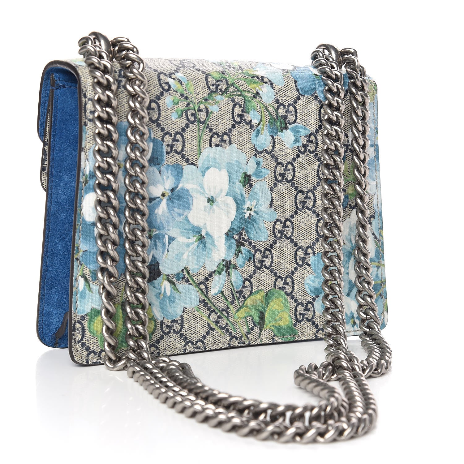 Gucci GG Supreme Monogram Blooms Mini Dionysus Shoulder Bag Beige Navy Vintage Blue 3 of 9