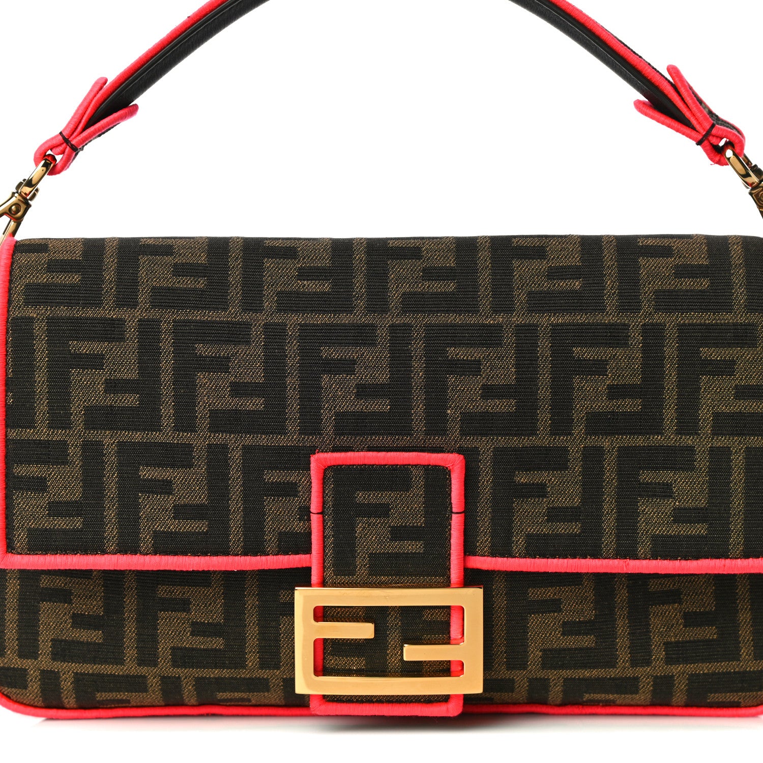 Fendi Fabric Jacquard FF 1974 Baguette Tobacco Moro Fuxia Fluo 6 of 8