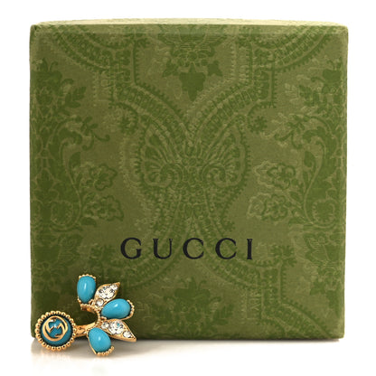 Gucci Resin Crystal Single GG Earring Turquoise Gold 5 of 5