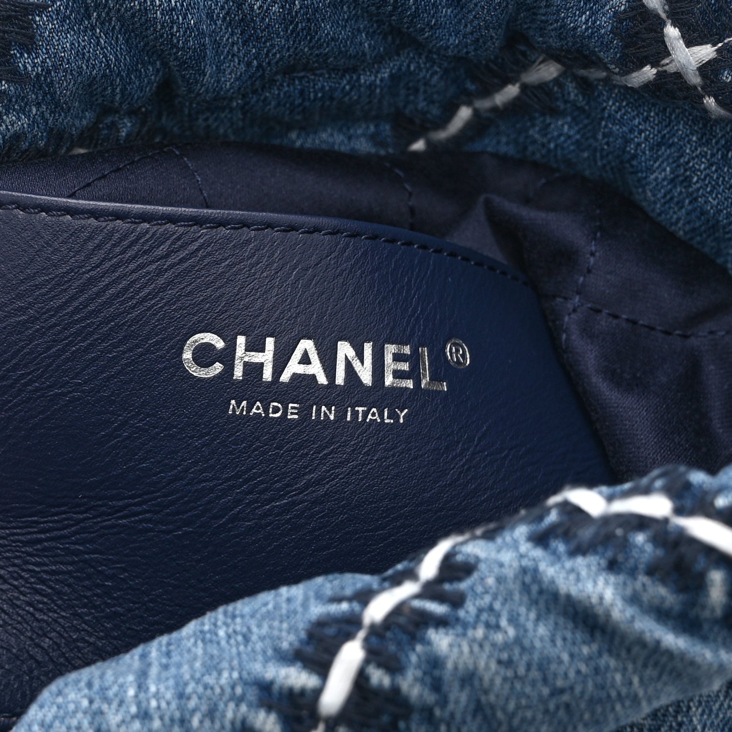 Denim Stitched Quilted Mini Chanel 22 Blue