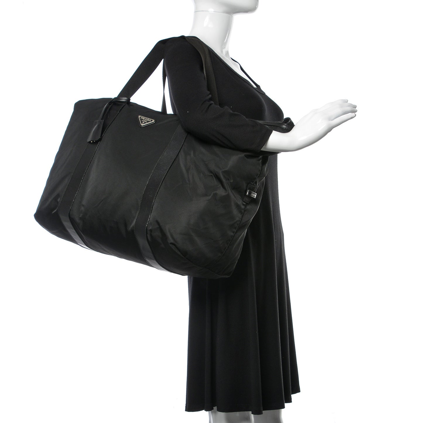Tessuto Nylon Saffiano Duffel Bag Black