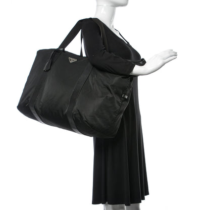 Prada Tessuto Nylon Saffiano Duffel Bag Black 2 of 9
