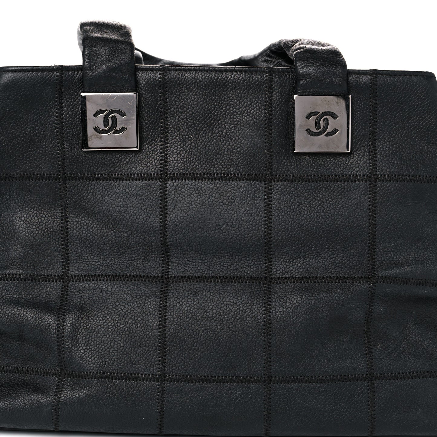 Caviar Square Stitched Tote Black