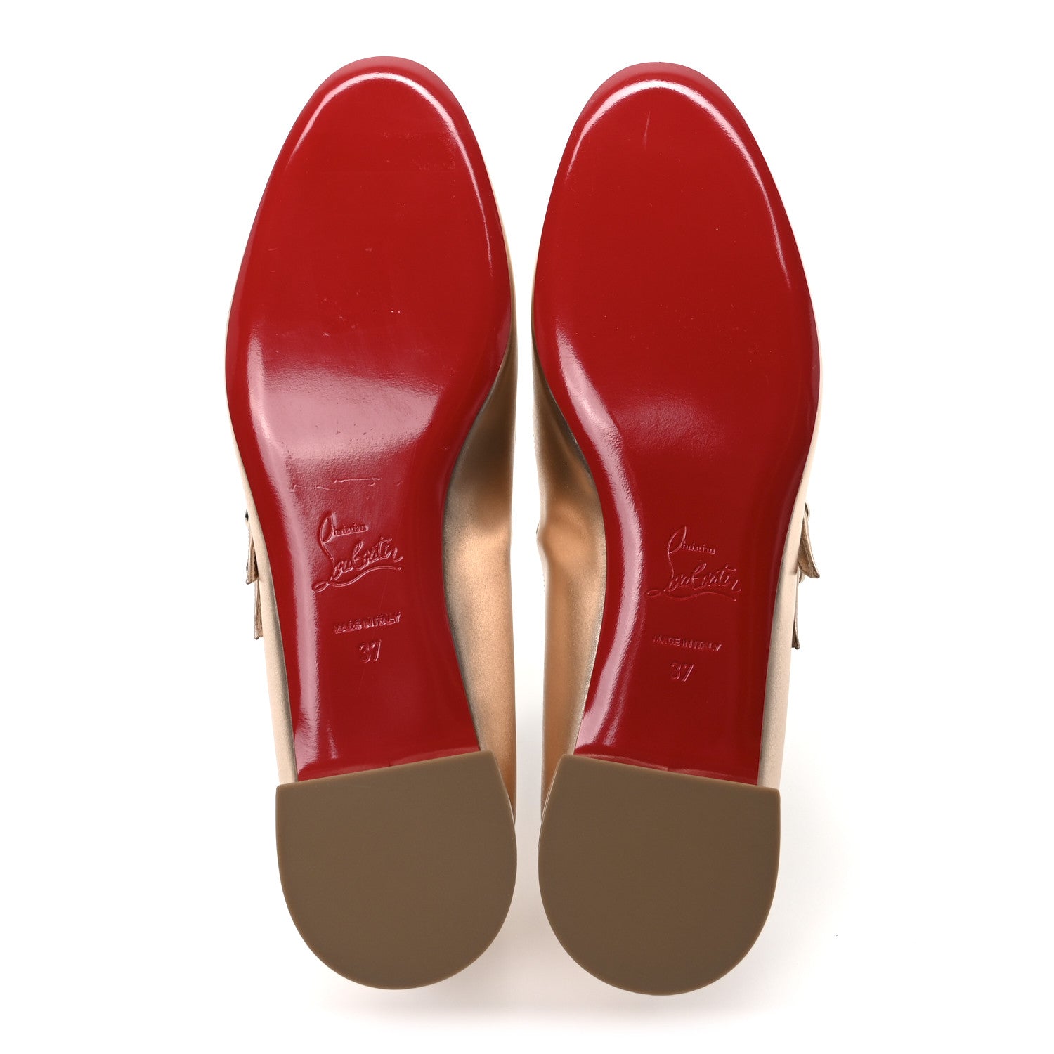 Christian Louboutin Calf Laminato Satin Sweet Jane Flats 37 Leche