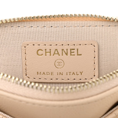 Chanel Caviar Quilted Zip Card Holder Wallet Light Beige 6 of 7