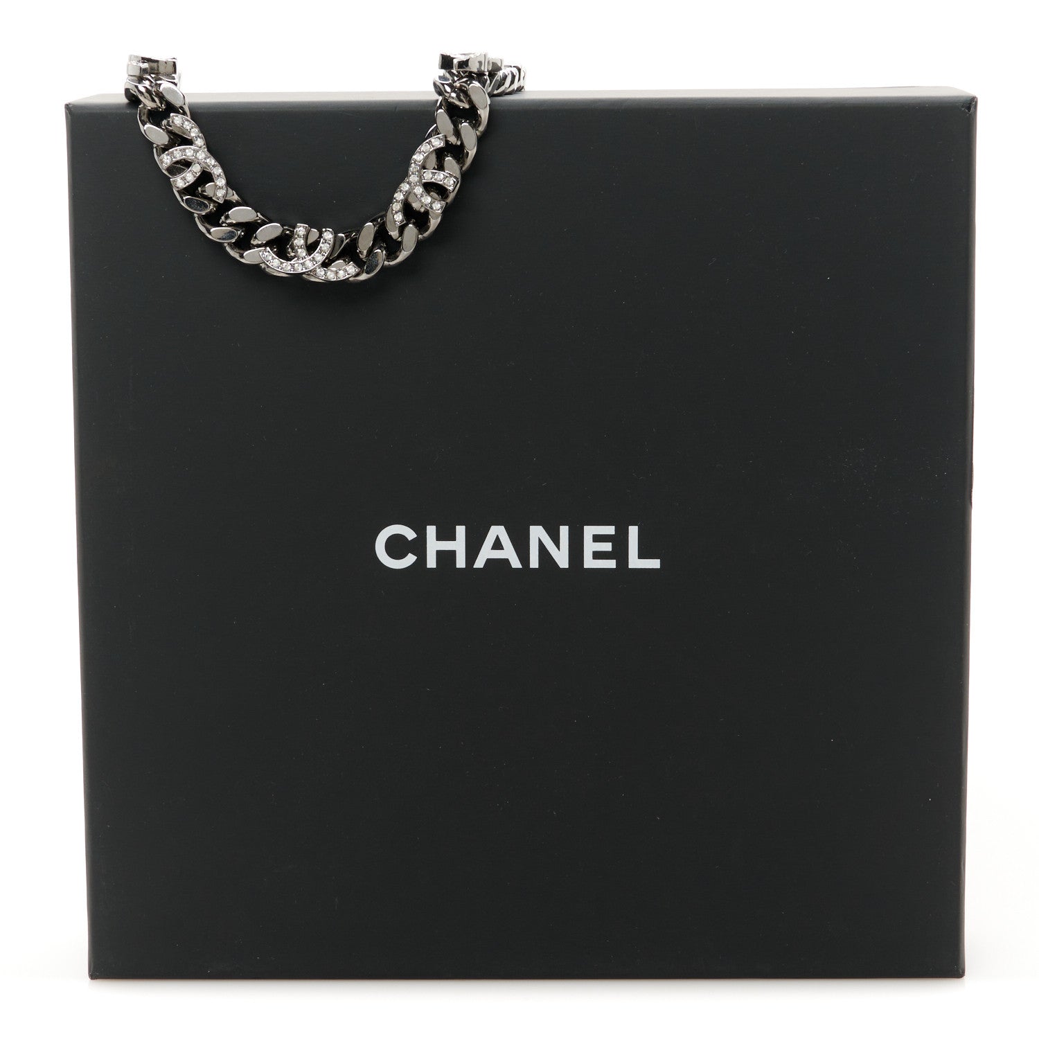 Chanel Ruthenium Crystal Chain CC Choker Necklace 5 of 5