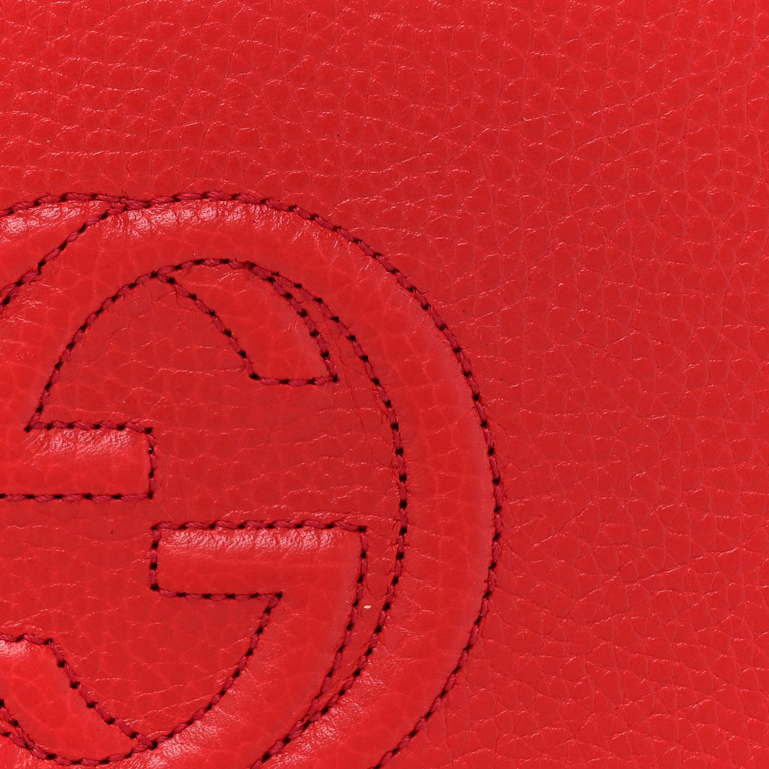 Gucci Pebbled Calfskin Soho Wallet on Chain Hibiscus Red 7 of 10