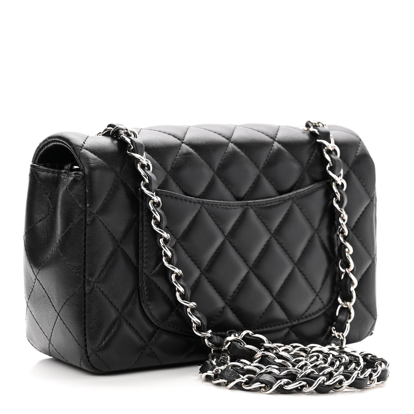 Lambskin Quilted Mini Rectangular Flap Black