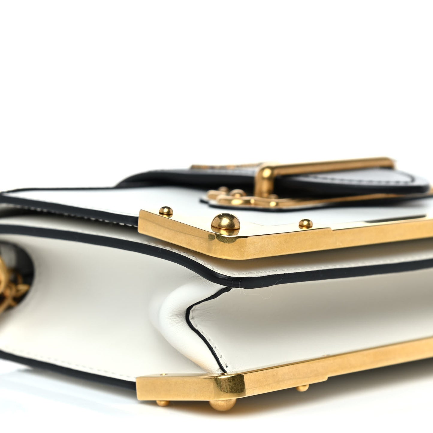 City Calfskin Saffiano Cahier Bag White Black