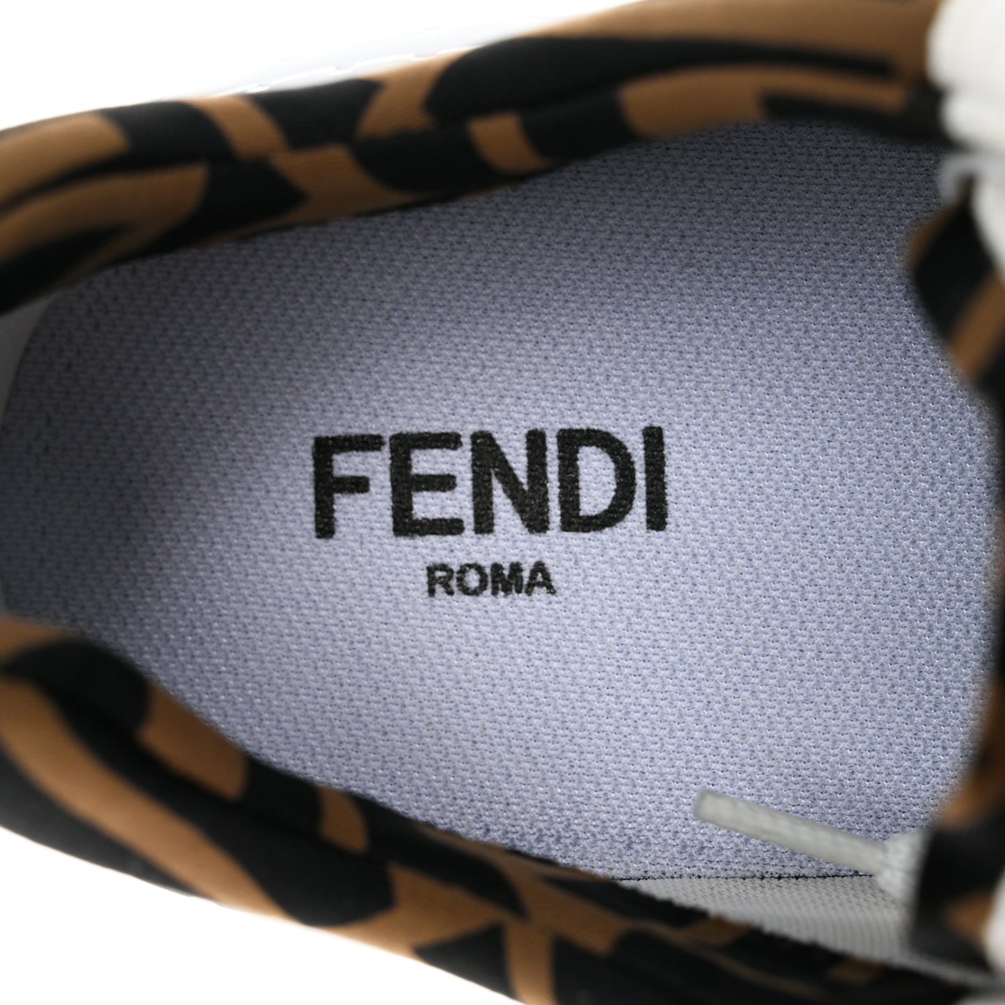 Fabric Jacquard Vitello Technical Fabric FF Womens Fendi Force Low Top Sneakers 41 White Tobacco