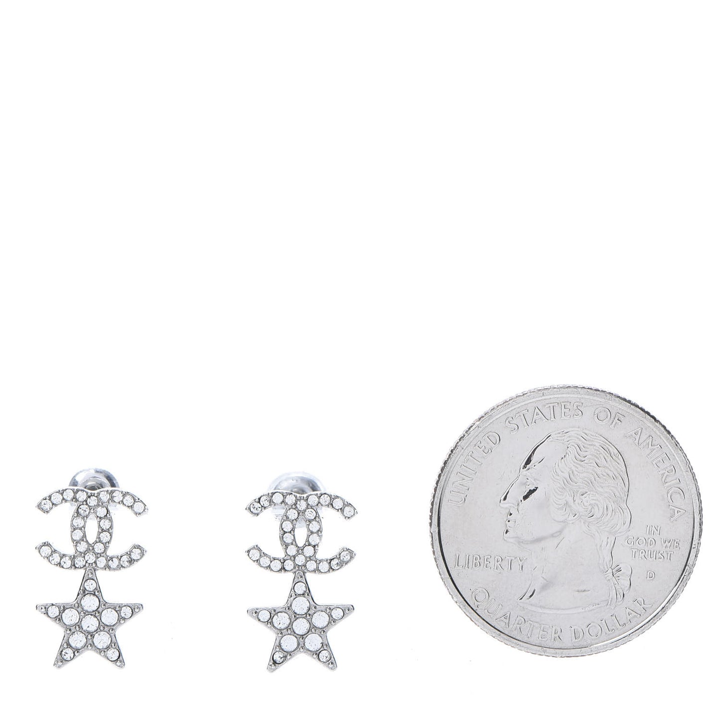 Crystal CC Star Earrings Silver