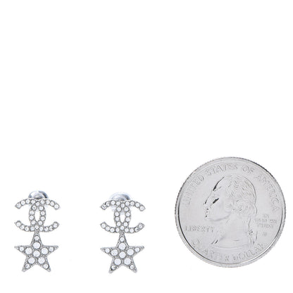 Chanel Crystal CC Star Earrings Silver 2 of 5