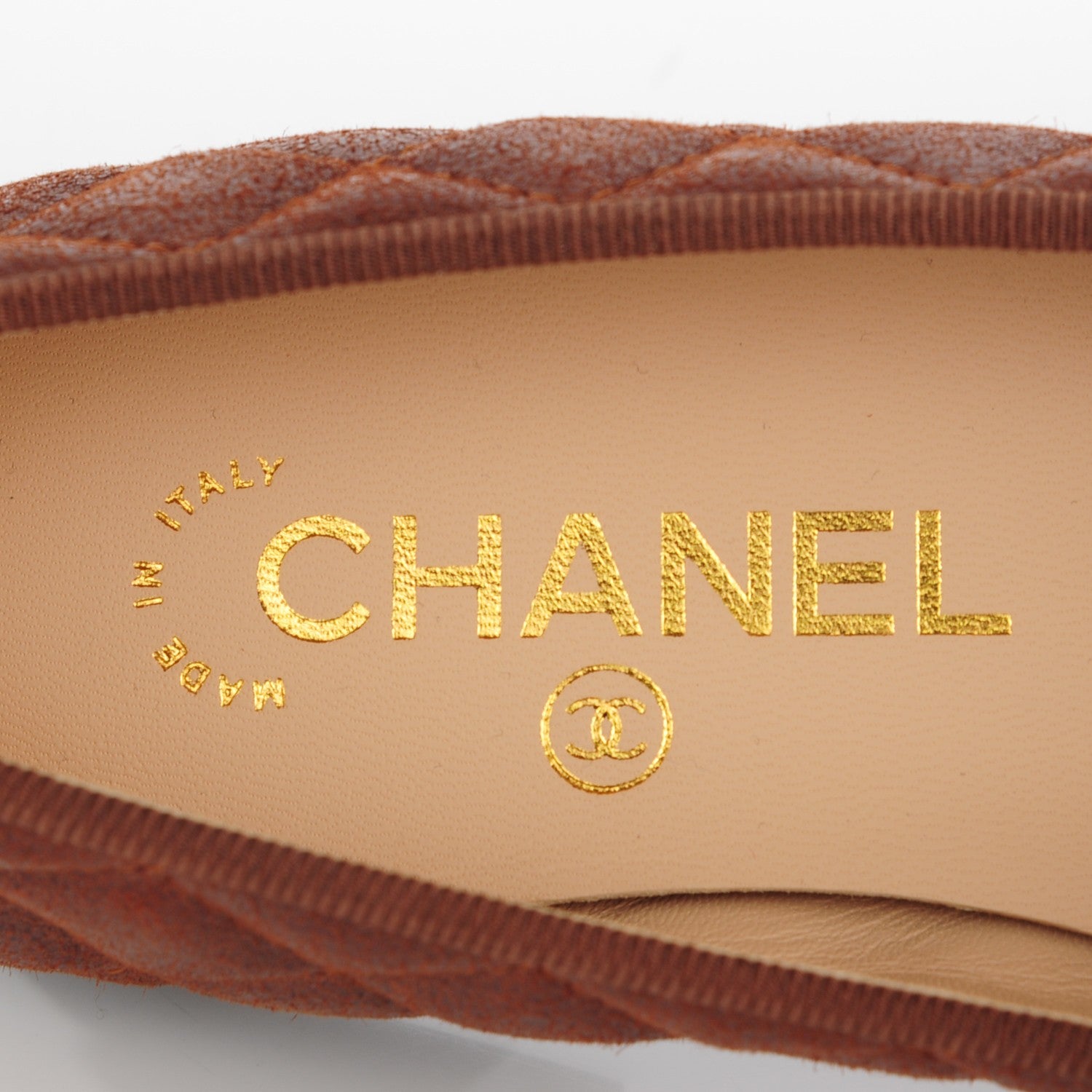 Chanel Iridescent Calfskin Quilted CC Cap Toe Ballerina Flats 35 Brown 7 of 8