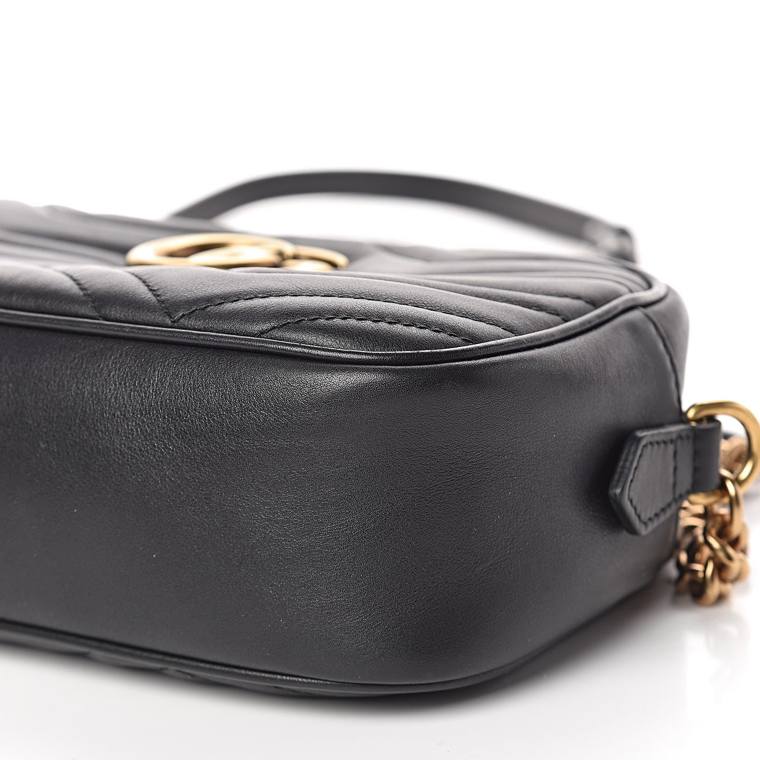 Gucci Calfskin Matelasse Small GG Marmont Chain Shoulder Bag Black 9 of 10