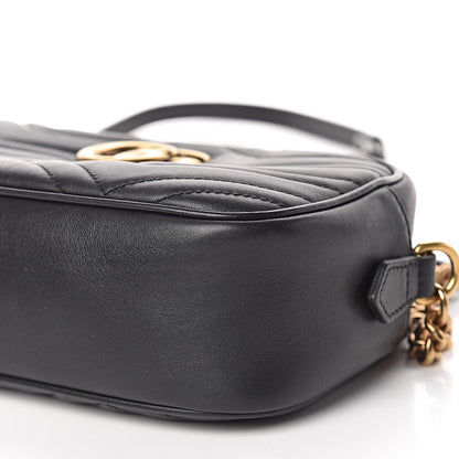 Gucci Calfskin Matelasse Small GG Marmont Chain Shoulder Bag Black 9 of 10