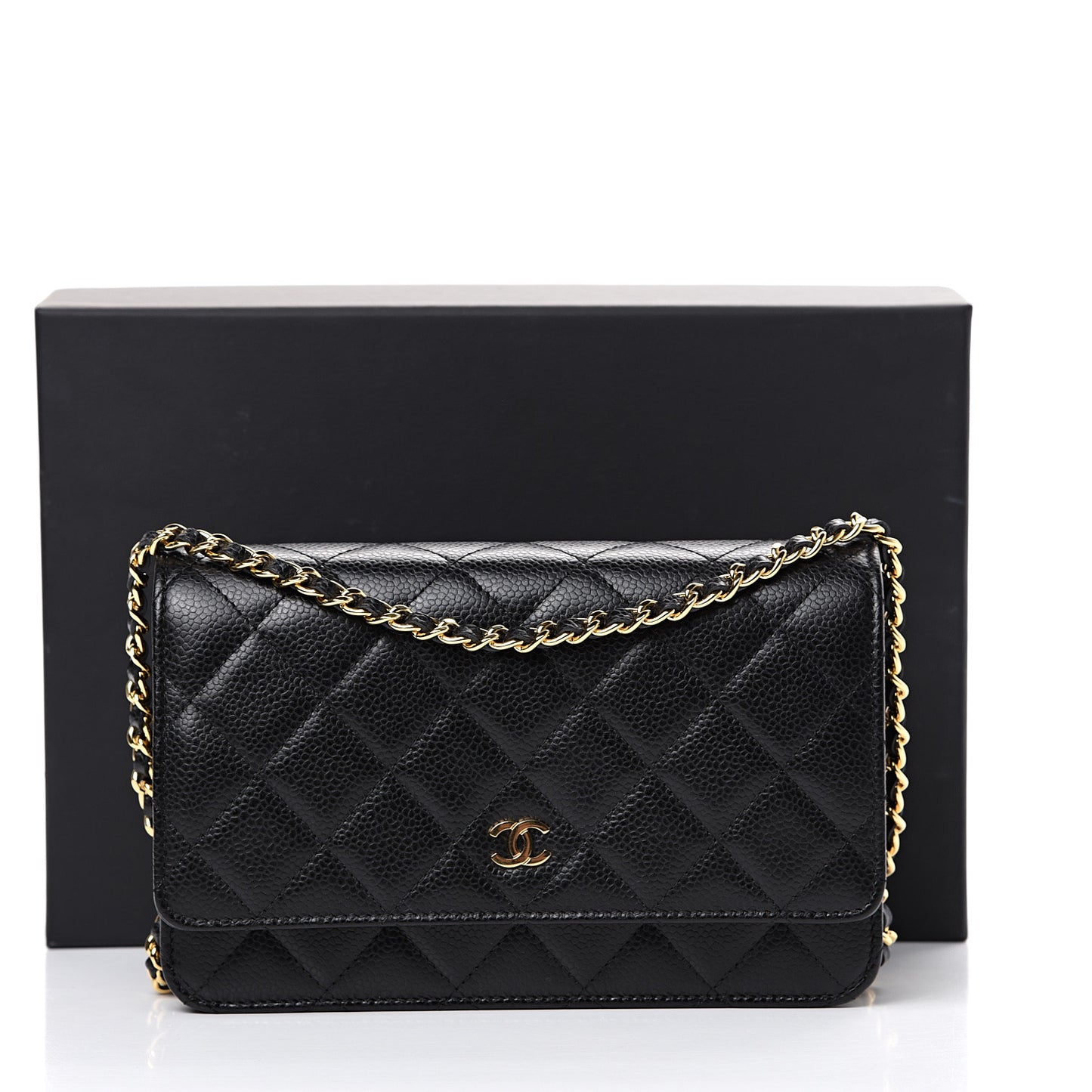 Caviar Quilted Wallet On Chain WOC Black
