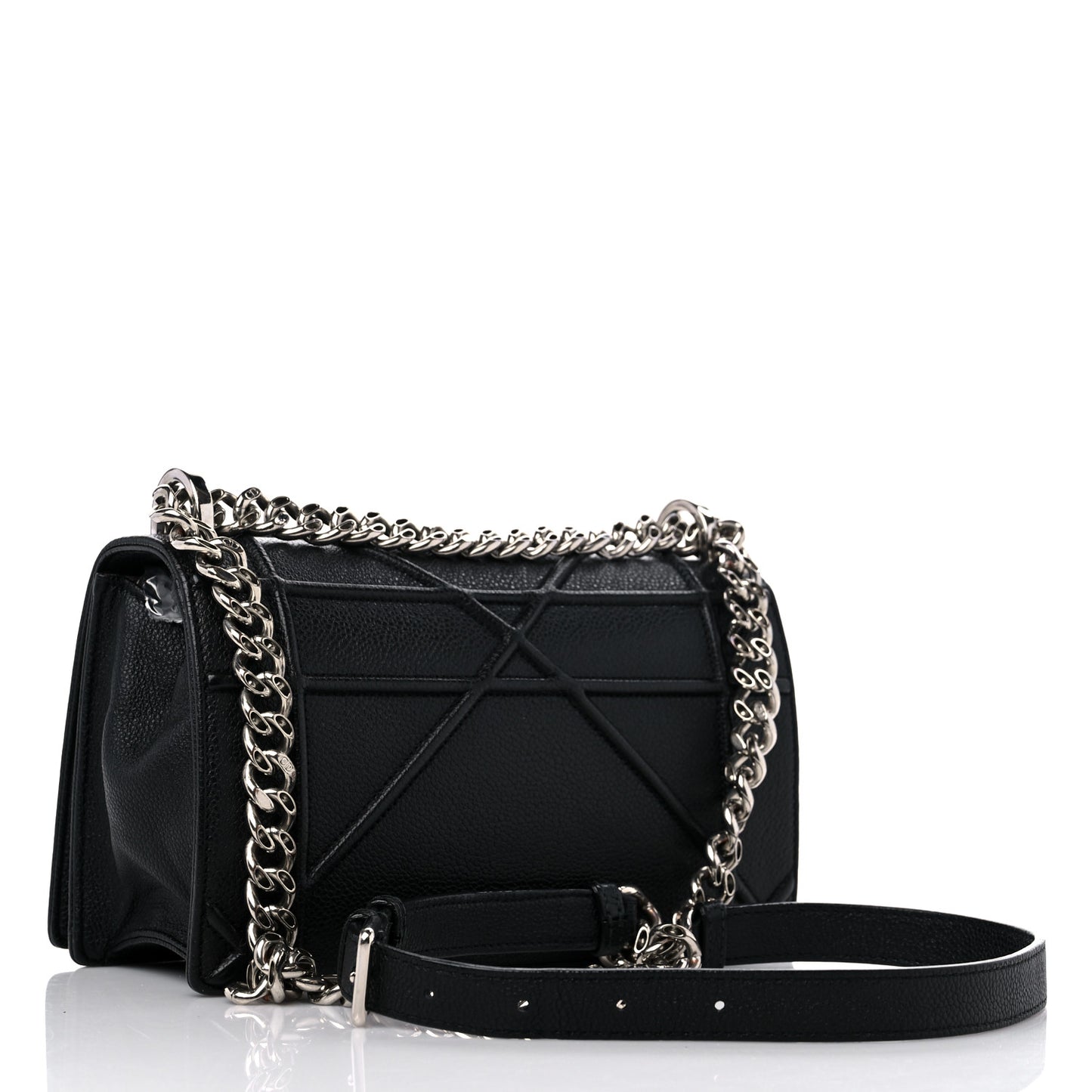 Grained Calfskin Small Diorama Flap Bag Black