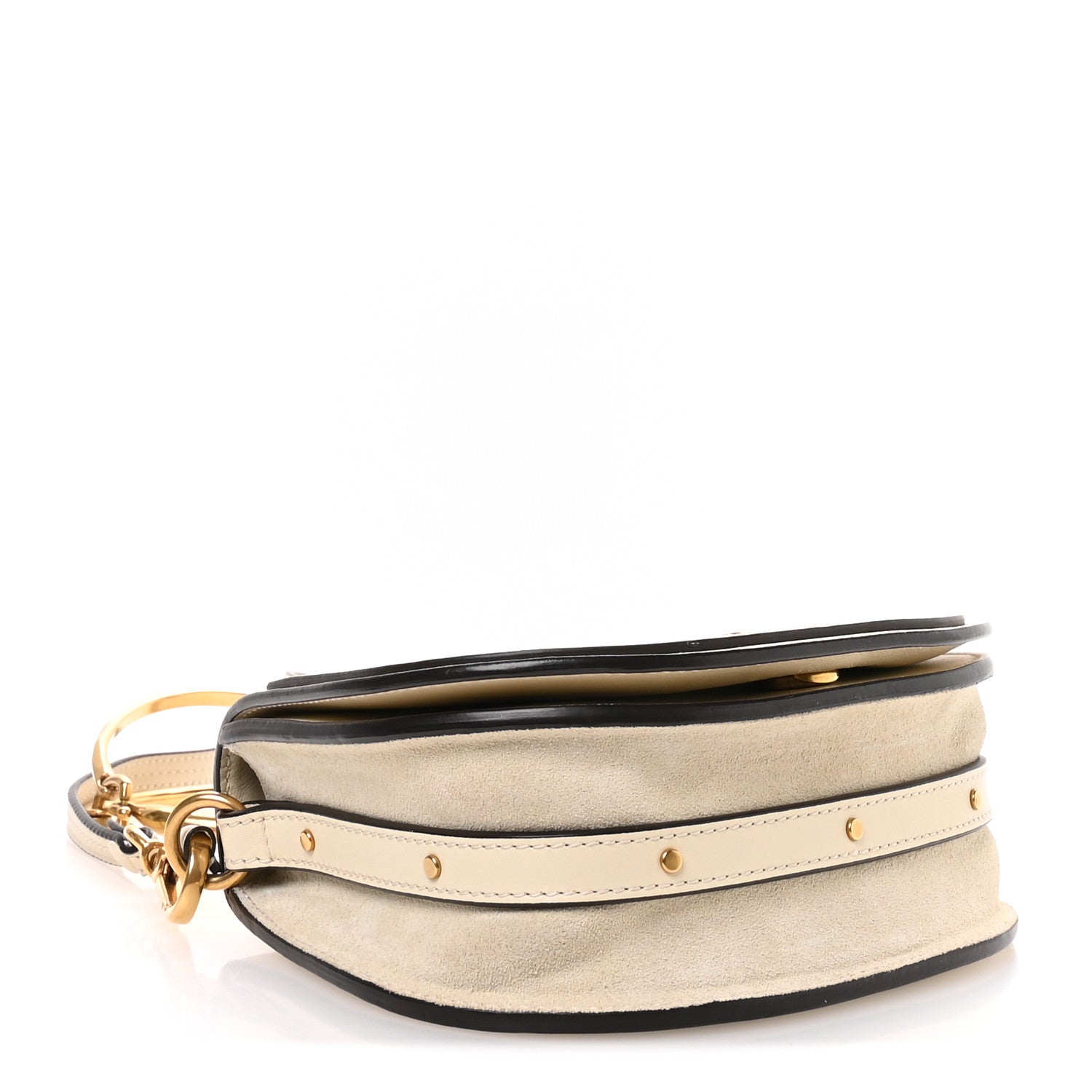 Chloe Calfskin Suede Small Nile Bracelet Bag Off White 4 of 10