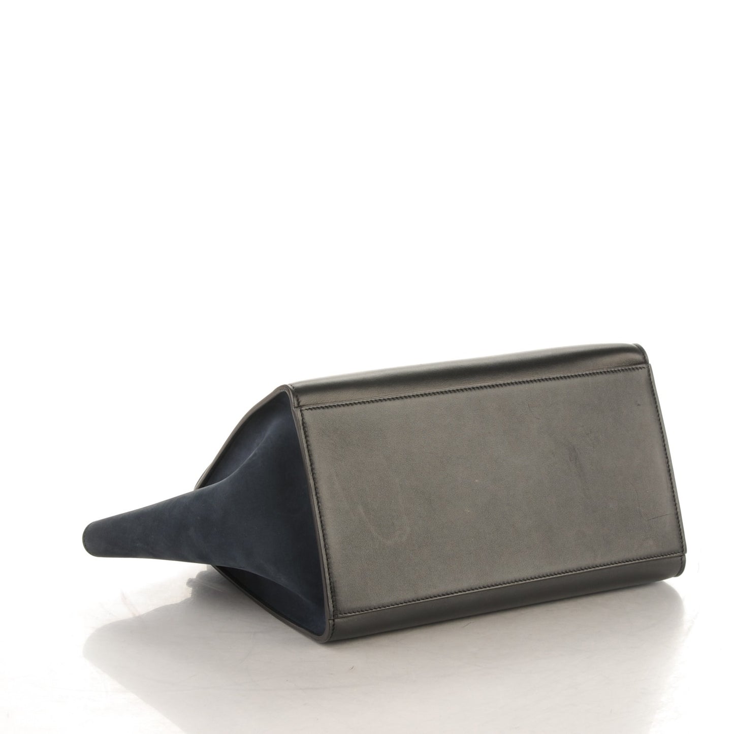 Nubuck Crocodile Embossed Small Trapeze Navy
