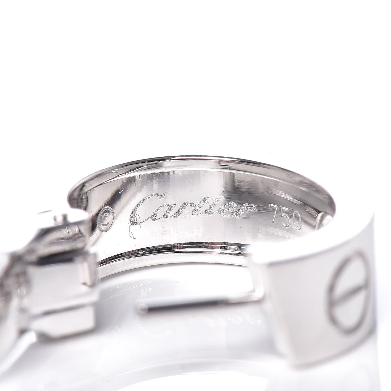 Cartier 18K White Gold 2 Diamond 5.5mm LOVE Hoop Earrings 3 of 5