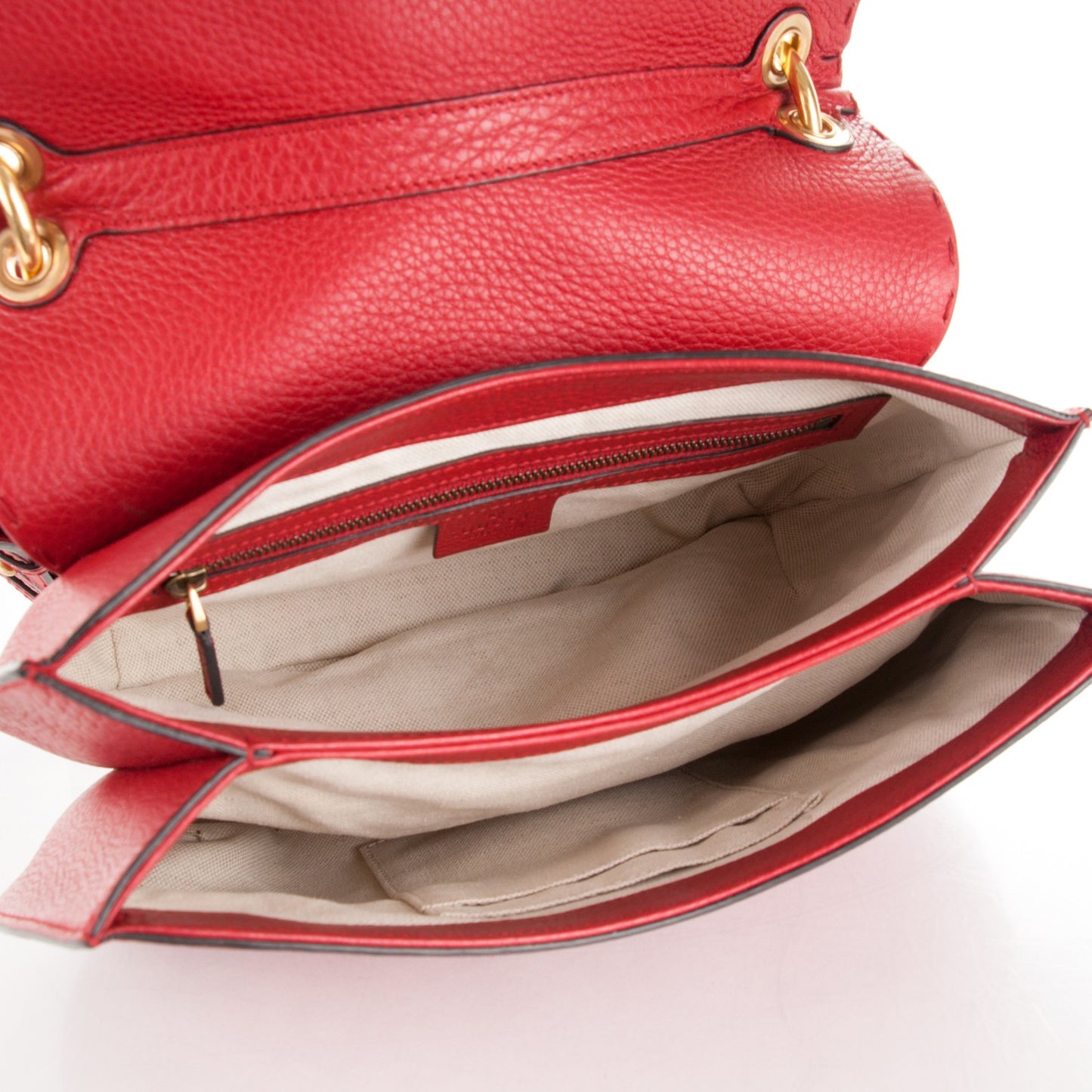 Cellarius Calfskin Feline GG Marmont Flap Shoulder Bag Vulcanic Red