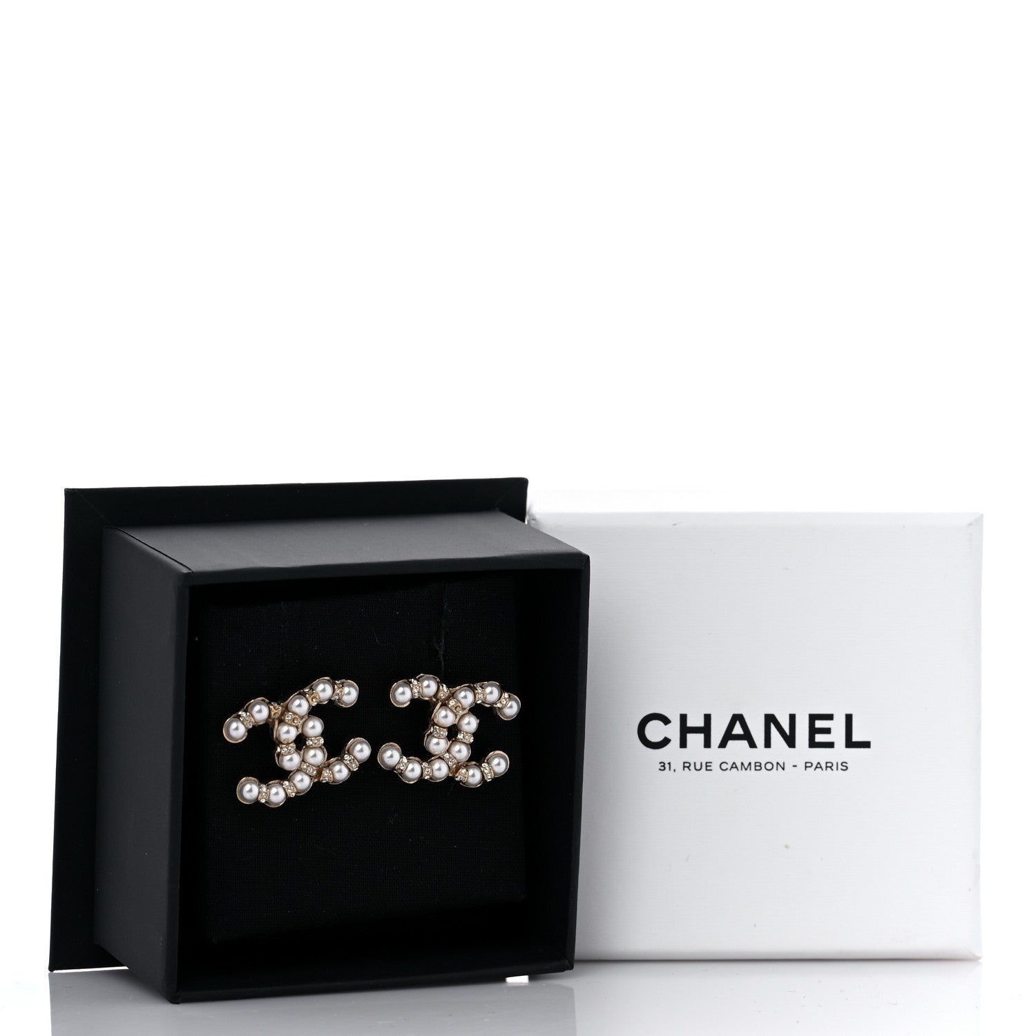 Chanel Pearl Crystal CC Earrings Gold 5 of 6