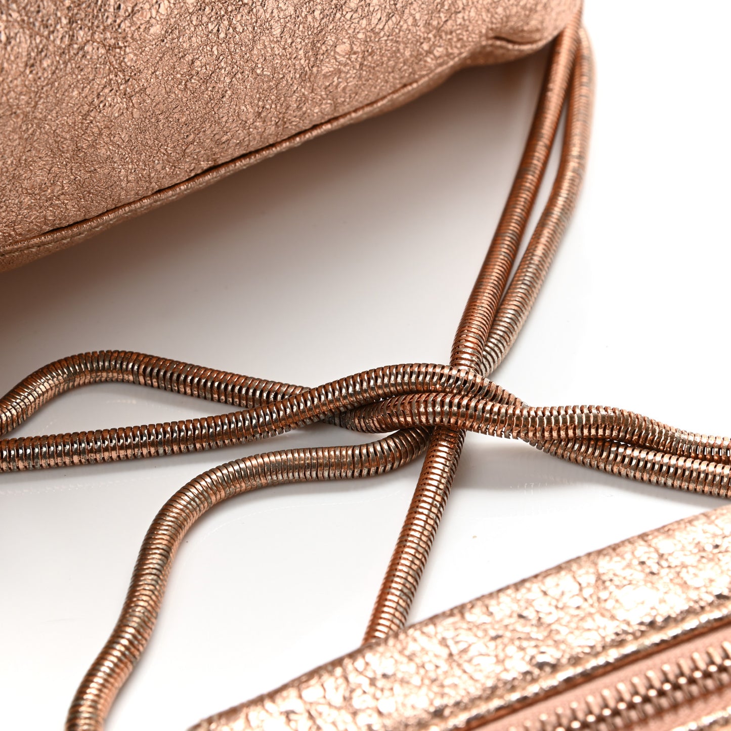 Crinkled Metallic Goatskin Brenda Chain Rose Gold