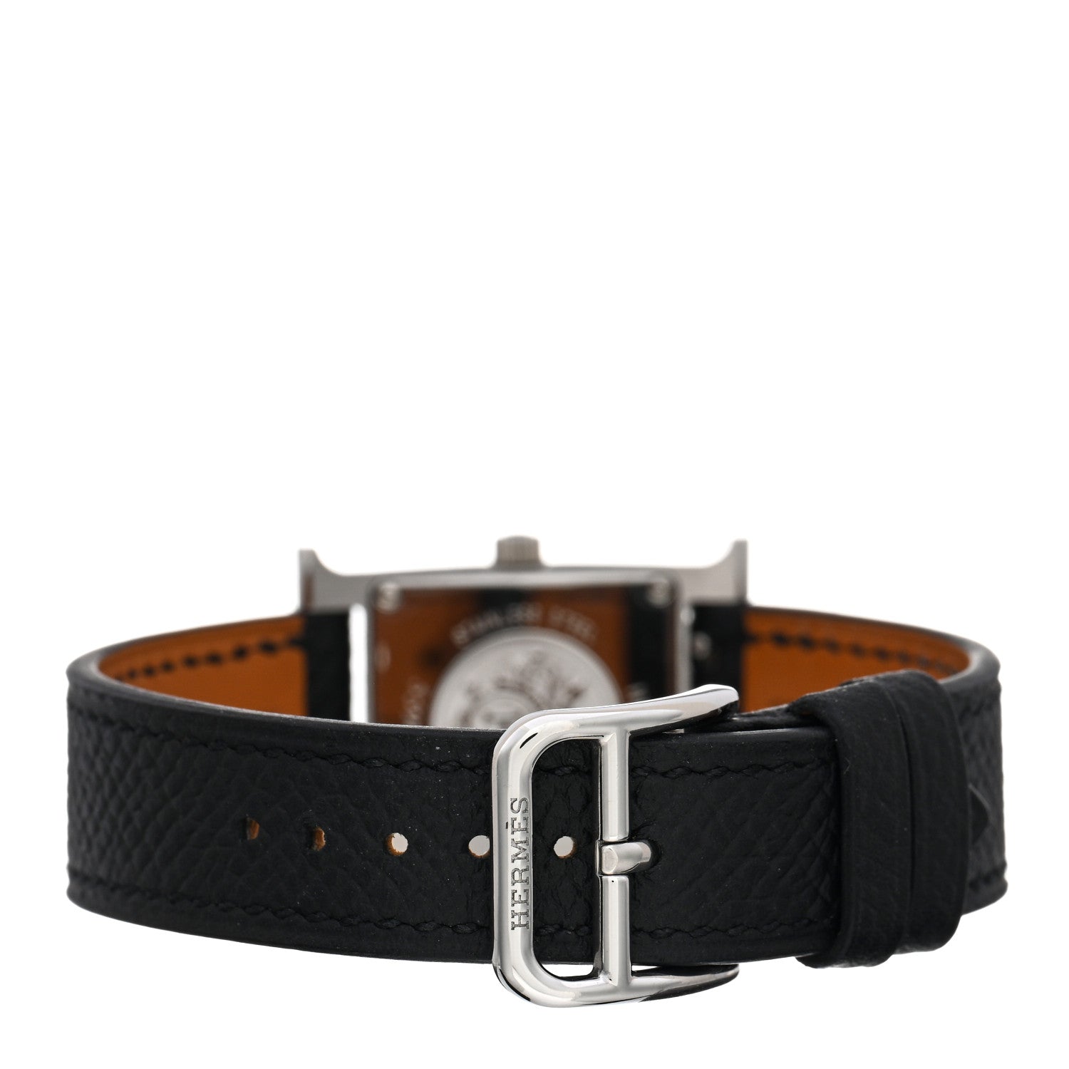 Hermes Stainless Steel Epsom 21mm Heure H Hour Quartz Watch Noir 3 of 5