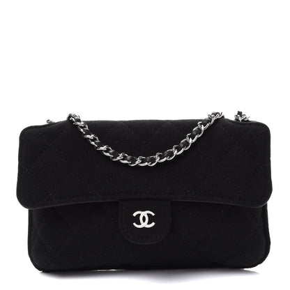 Chanel Jersey Fabric Quilted Foldable Tote With Chain Black Multicolor 3 of 13