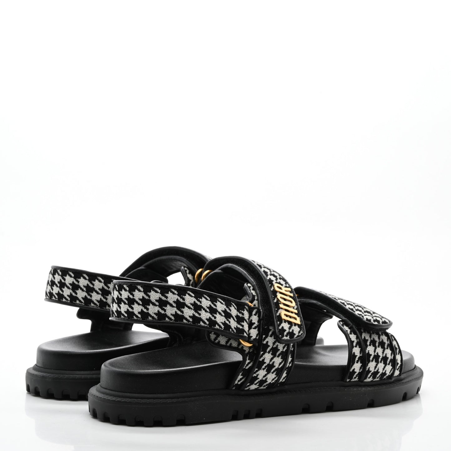 Houndstooth Fabric Dioract Sandals Black White