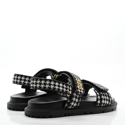 Christian Dior Houndstooth Fabric Dioract Sandals Black White 4 of 8