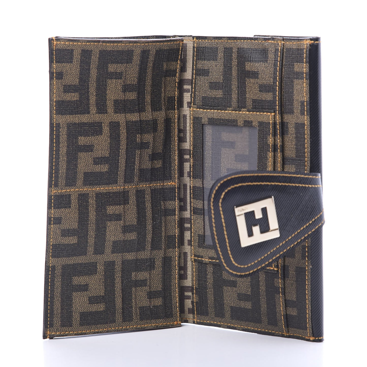 Coated Canvas Zucca Spalmati Continental Wallet Black Tobacco