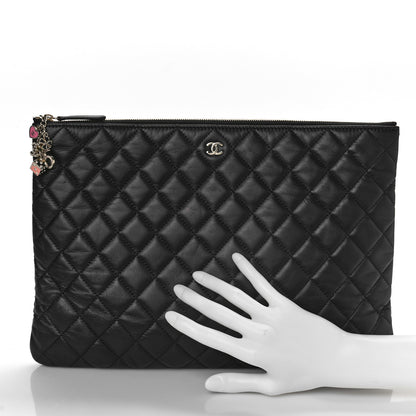 Chanel Lambskin Quilted Large Casino Beauty CC Cosmetic Case Black 2 of 9