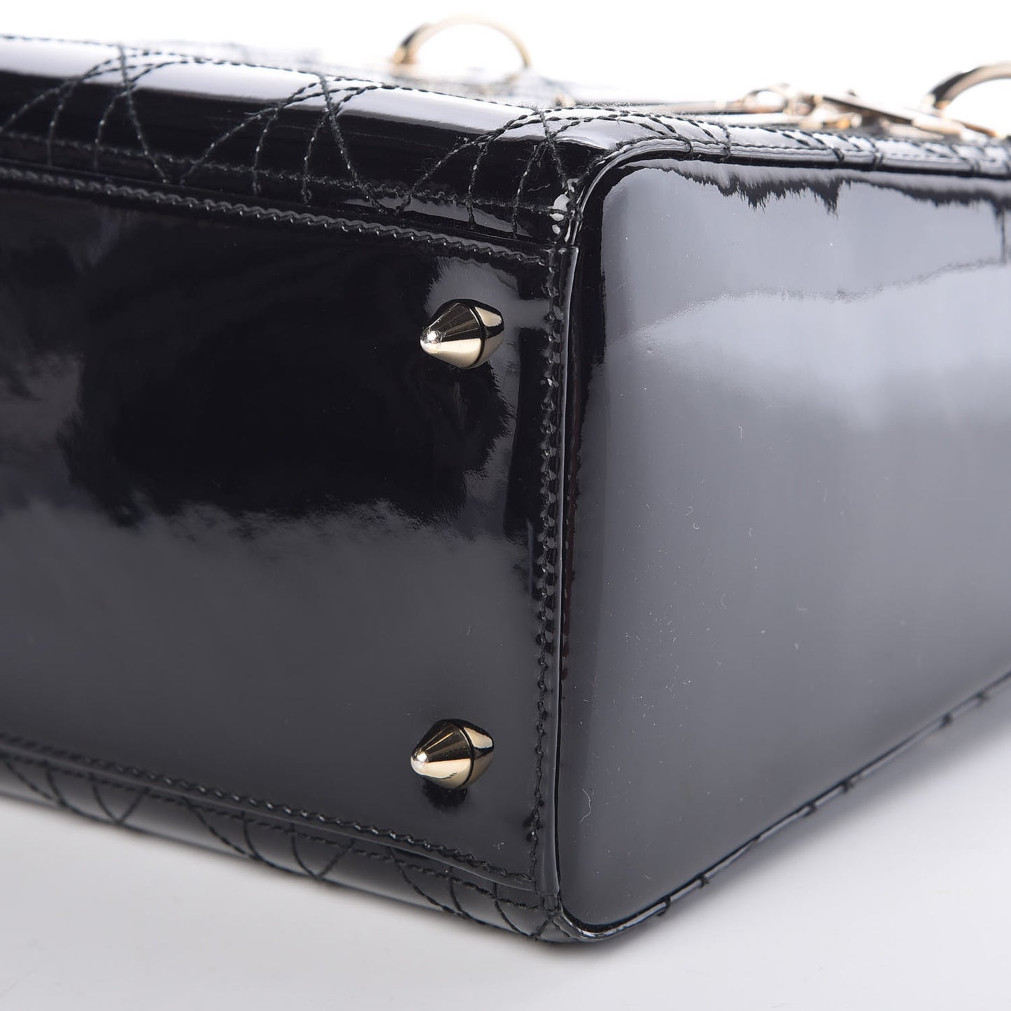 Patent Cannage Stitched Medium Lady Dior Black