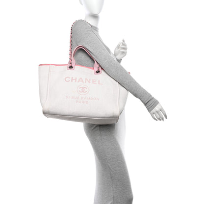 Chanel Woven Straw Raffia Medium Deauville Tote Pink 2 of 11