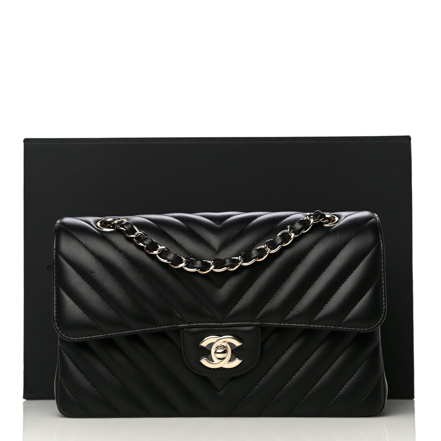 Chanel Lambskin Chevron Quilted Small Double Flap Black 14 of 14