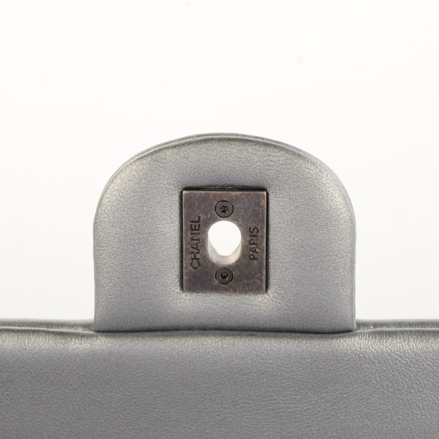 Metallic Lambskin Symbols Medium Single Flap Silver