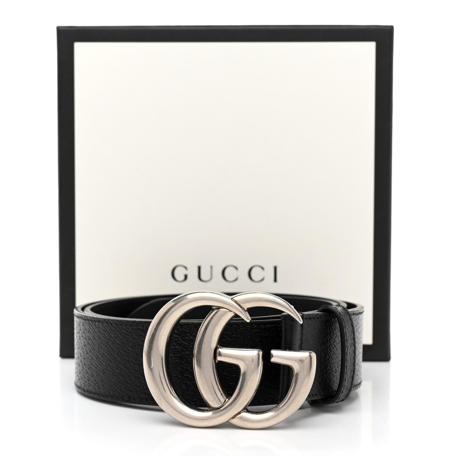 Gucci Textured Dollar Calfskin Nickel Double G 40mm Belt 95 38 Black 6 of 6