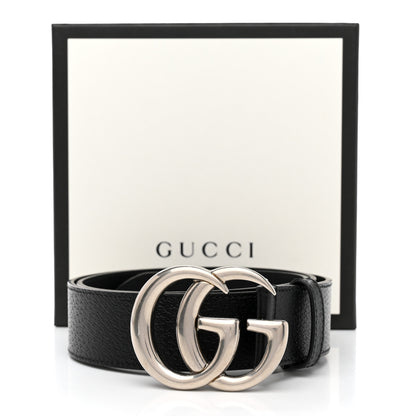 Gucci Textured Dollar Calfskin Nickel Double G 40mm Belt 95 38 Black 6 of 6