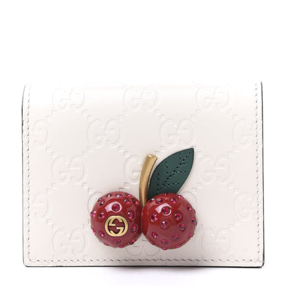 Gucci Guccissima Cherries Card Case Wallet White 1 of 7